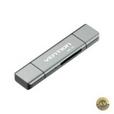 Cititor Card USB / USB-C / microUSB Vention SD - microSD Gri CCJH0