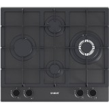 Plita incorporabila Samus PSG-64SMGN2, 4 Arzatoare gaz, Gratare fonta, Aprindere electrica, Sticla neagra Nano pentru curatare usoara