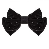 Clamă păr, Crăciun, Fundiță Catifelată, Strass, 16 cm, Negru, Oem