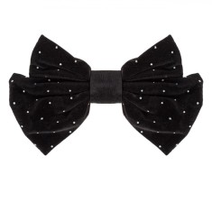 Clamă păr, Crăciun, Fundiță Catifelată, Strass, 16 cm, Negru