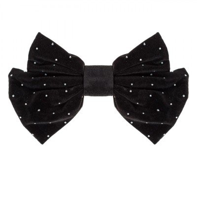 Clamă păr, Crăciun, Fundiță Catifelată, Strass, 16 cm, Negru foto
