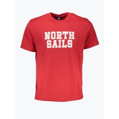 Tricou barbati cu decolteu la baza gatului si imprimeu cu logo rosu, S
