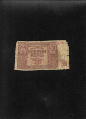 Croatia 50 kuna 1941 seria068046 uzata foto