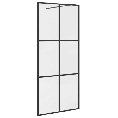 Paravan de dus walk-in negru 90x195 cm sticla ESG transparenta foto