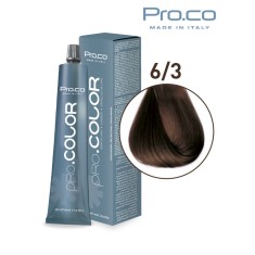 Vopsea de par profesionala PRO.COLOR 100 ml - Pro.Co - 6/3 CASTANIU INCHIS AURIU