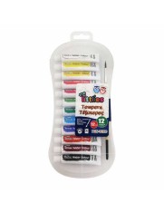 Acuarele tempera The Littlies, 12 Culori, 12 ml, pensula inclusa