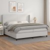 VidaXL Pat box spring cu saltea, alb, 200x200 cm, piele ecologică 3132400
