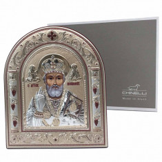 Icoana Sf. Nicolae placata cu aur si argint by Chinelli - Made in Italy foto