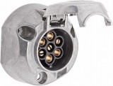 Priza remorca 7 pini 12V 25A metal aluminiu, DIN ISO 1724 N-Type, cu capac, DAF Deutz-Fahr John Deere utilaje, OE DAF 0304409 0867537 Deutz 165089