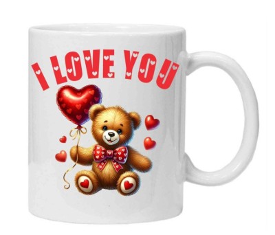 Cana alba personalizata &amp;quot;I love you - teddy bear&amp;quot;, INOVATIX&amp;reg;. 330ml foto