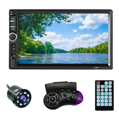 MP5 Player Techstar&amp;reg; 7021, 2DIN, Camera Marsarier, Ecran HD Touch 7&amp;quot;, Comenzi Volan, Telecomanda, MirrorLink, Bluetooth 4.2 foto