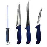 Cumpara ieftin Set profesional de macelarie, transat, injunghiat, dezosat, filetat, masat pentru ascutit, 3 cutite otel carbon