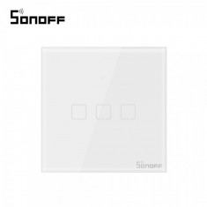 Intrerupator triplu cu touch Sonoff T0EU3C, Wi-Fi auriu, Sonoff T0 EU 3C foto