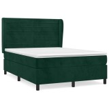 Cumpara ieftin Pat box spring cu saltea, verde inchis, 140x200 cm, catifea