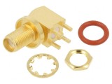 Soclu SMA Mamă 90&deg; Aurit 50&Omega; THT PTFE Alamă
