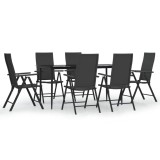 Cumpara ieftin Set mobilier de gradina, 7 piese, negru, poliratan