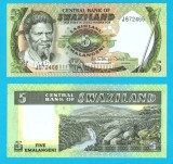 Swaziland (pick 9) 5 Emalangeni 1984 UNC serie: J672466; Sobhuza II