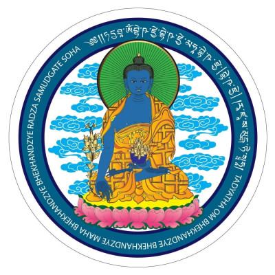 Abtibild sticker cu Buddha medicinei albastra cu floare de lotus &amp;amp;#8211; mare foto