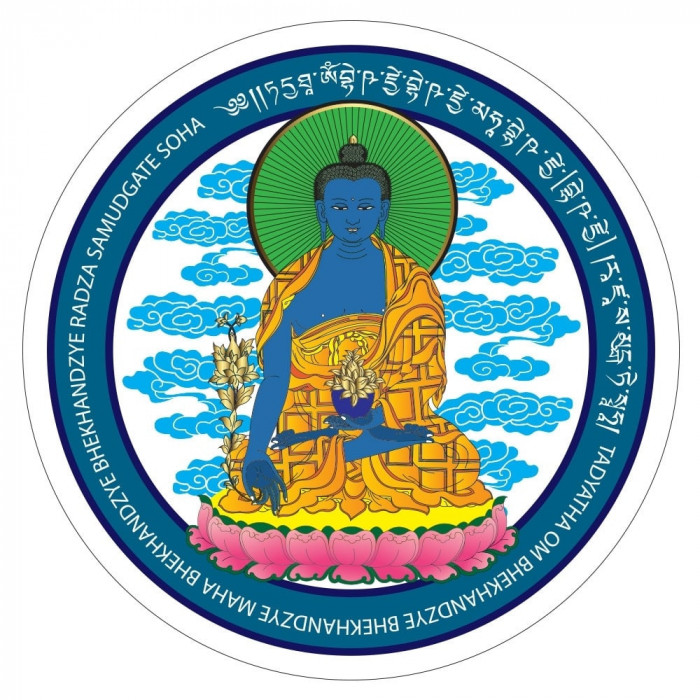 Abtibild sticker cu Buddha medicinei albastra cu floare de lotus &amp;#8211; mare