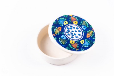 Cutie de depozitare din ceramică decorativă Cerc Pește foto