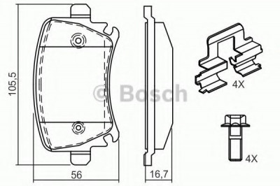 Set placute frana,frana disc VW GOLF V (1K1) (2003 - 2009) BOSCH 0 986 494 595 foto