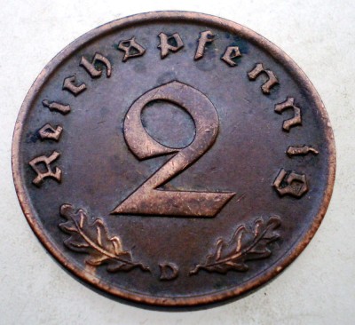2.985 GERMANIA 2 REICHSPFENNIG 1937 D EROARE IDEM 2.972 foto