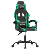 Cumpara ieftin Scaun de gaming pivotant, negru si verde, piele ecologica
