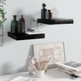 vidaXL Rafturi Perete Negru Extralucios 23x23.5cm MDF Set 2 Bucati