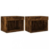 Cumpara ieftin Noptiera cu lumini LED montata pe perete, stejar fumuriu