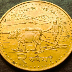Moneda exotica 2 RUPII - NEPAL, anul 2009 * cod 5371 = Gyanendra Bir Shah