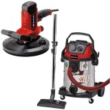 Einhell TC-DWS 225 + TE-VC 2025 SACL - Slefuitor pentru pereti 1220 W 215 mm + Aspirator umed-uscat 1200 W 200 mbar 25 l priza scule electrice