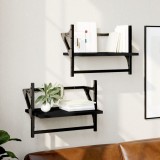 Cumpara ieftin Rafturi de perete cu bare, 2 buc, negru, 40x25x30 cm