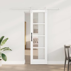 vidaXL Ușă glisantă Manual Alb 61 x 198.5 cm Lemn și metal