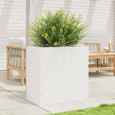 vidaXL Jardinieră de grădină, alb, 70x40x68,5 cm, lemn masiv de pin 3282485 foto