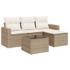 Set canapele de gradina cu perne, 5 piese, bej, poliratan