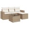 Set canapele de gradina cu perne, 5 piese, bej, poliratan