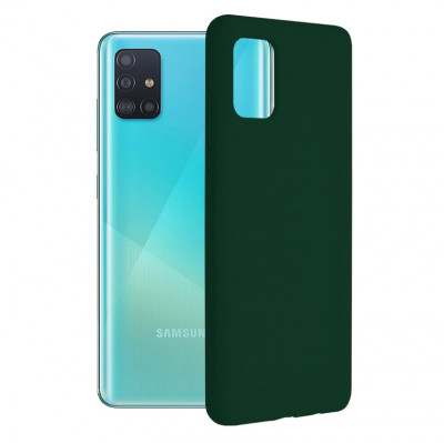 Husa pentru Samsung Galaxy A51 4G, Techsuit Soft Edge Silicone, Dark Green foto