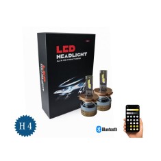 Set Becuri LED H4 Smart , Faza Scurta Faza Lunga, CSP Dual Color 3500K , 6500K, Bluetooth APP, CANBUS, 70W, 12, 24V