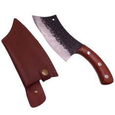 Cutit de vanatoare DEPOX&reg;, lucrat manual, Asian Legacy, 25.5 cm, maner lemn, husa piele ecologica