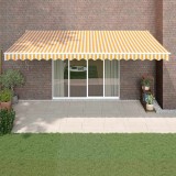 vidaXL Copertină retractabilă automată, galben și alb, 5x3 m 3154485