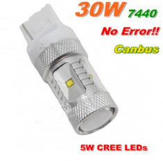 Led auto T20 7440 Canbus 30W Leduri CREE SIMPLA INTENSITATE - XDR-631 foto