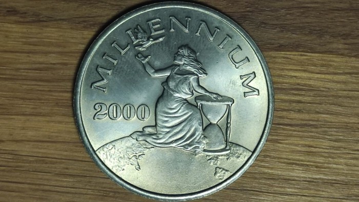 Liberia - moneda aniversara f rara - 10 dolari / dollars 2000 ⌀37mm UNC - Millenium ! - tiraj 10k