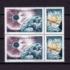 RO 1999 , LP 1487a ,"Eclipsa de soare" ,serie+vinieta pereche ( V sau H ! ),MNH