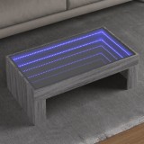 vidaXL Măsuță de cafea cu LED infinity, gri sonoma, 90x50x30 cm