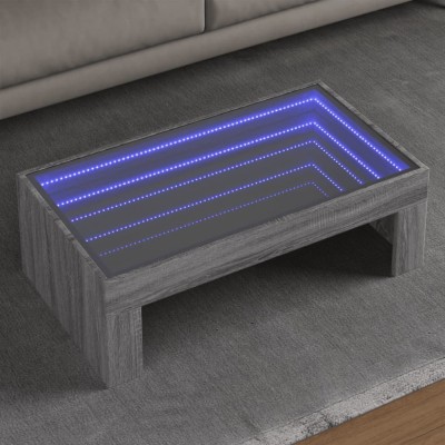 vidaXL Măsuță de cafea cu LED infinity, gri sonoma, 90x50x30 cm foto