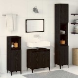 Set Mobilier Baie 3 Piese Stejar Negru Lemn Prelucrat