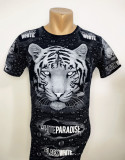 Tricou bărbătesc imprimeu tigru alb
