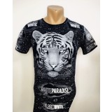 Tricou bărbătesc imprimeu tigru alb - XXL