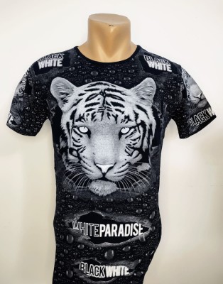 Tricou bărbătesc imprimeu tigru alb - XXL foto