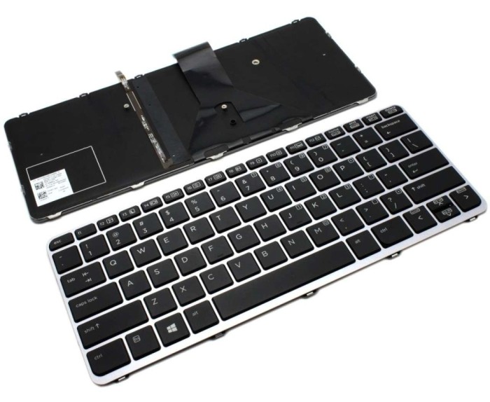 Tastatura HP Neagra 842324-001 cu Rama argintie iluminata backlit, 9z.nbmbv.101 cu Rama argintie iluminata